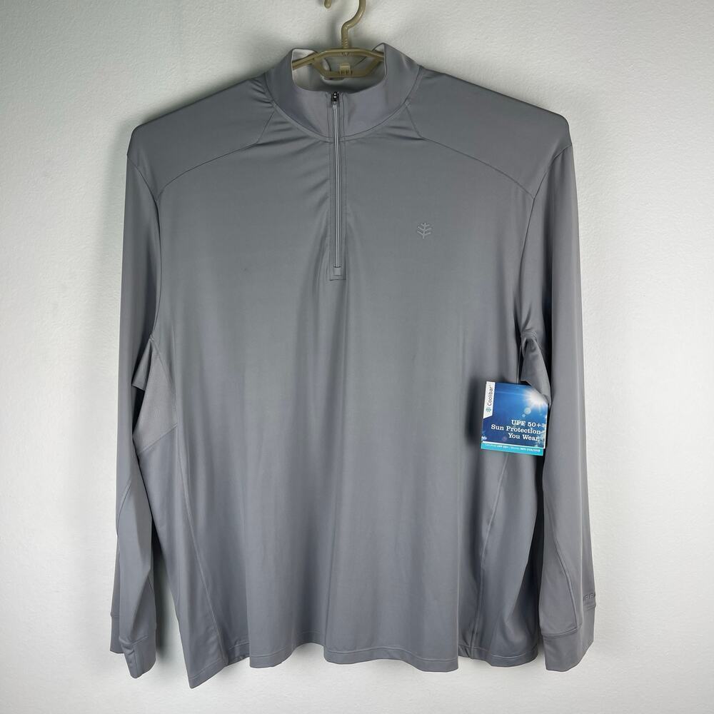 Coolibar David Leadbetter Performance Pullover Grey UPF 50+ Men's XXXL 3XL NEW